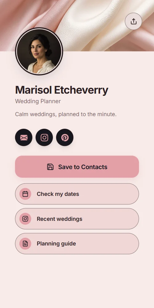 An example card: Marisol Etcheverry