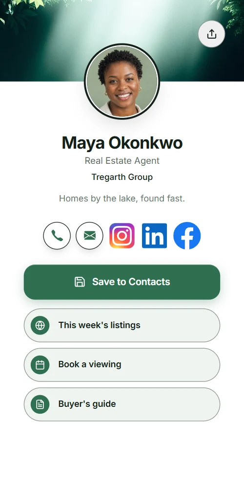 An example card: Maya Okonkwo