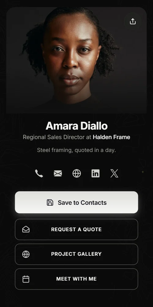 An example card: Amara Diallo